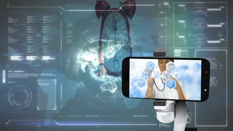 Digital Technology Interface with Global Network Concept