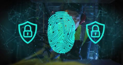 Cyber Security Concept with IT Engineer and Digital Fingerprint Overlay - Download Free Stock Images Pikwizard.com