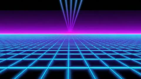 Neon Grid Expanding in Cyberpunk Cyberspace