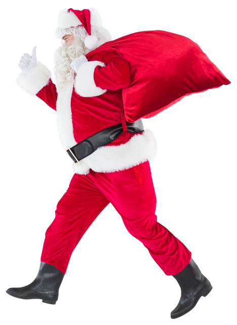 Transparent Santa Claus Giving Thumbs Up with Red Sack Over Shoulder - Download Free Stock Videos Pikwizard.com