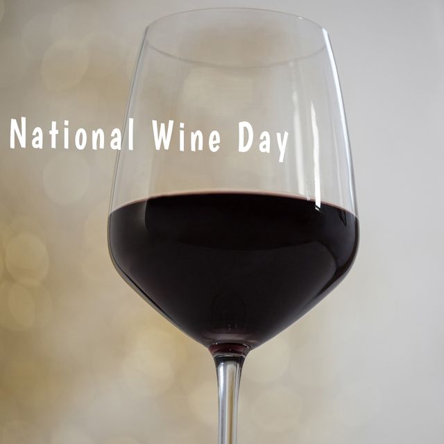 National Wine Day Red Wineglass Close-Up with Copy Space - Download Free Stock Templates Pikwizard.com