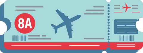 Stylized transparent boarding pass with airplane illustration