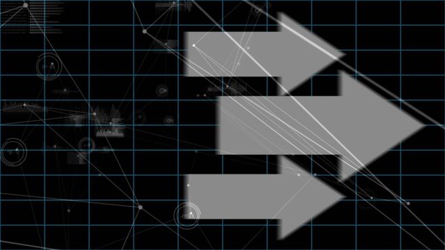 Arrows pointing in different directions on a digital grid with network connections is suitable for representing concepts such as technology, data flow, communications, cybersecurity, and more. Ideal for use in presentations, websites, blogs, or educational materials about digital transformation and global connectivity.