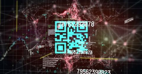 Futuristic QR Code Overlaid with Financial Data and Graphs - Download Free Stock Images Pikwizard.com