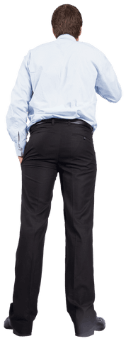 Transparent Back View of Businessman Standing Professionally