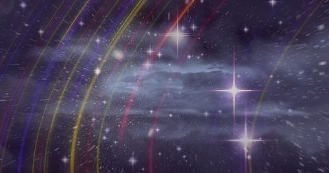 Colorful Streaks Illuminating Night Sky with Stars - Download Free Stock Images Pikwizard.com