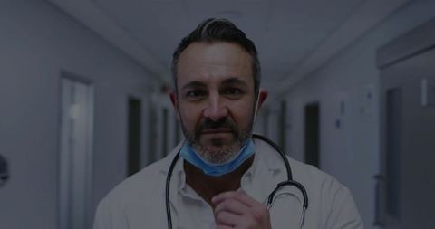 Confident doctor adjust deputy hospital management