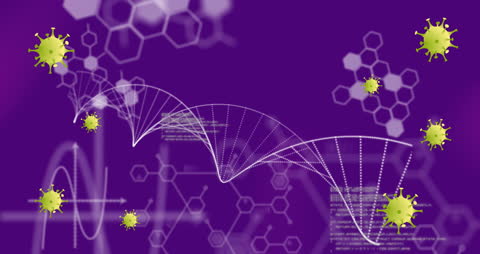Abstract COVID-19 Cells with DNA and Data Symbols