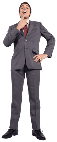 Confident Caucasian Businessman Standing with Enthusiasm on Transparent Background