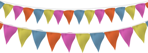 Colorful transparent bunting for party celebrations