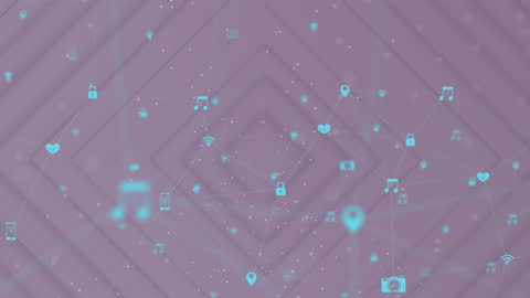 Abstract Digital Network with Technology Icons