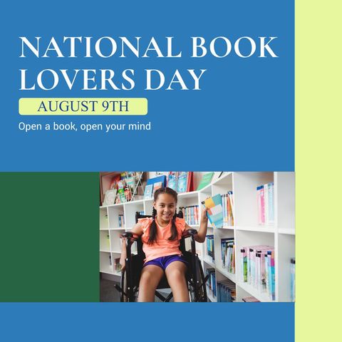 Book Lovers Day Celebrating Reading with Young Girl in Wheelchair - Download Free Stock Templates Pikwizard.com