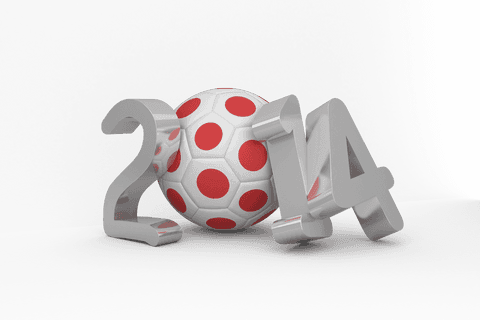 Digital 2014 Numbers with Ball on Transparent Background