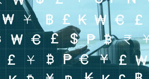 Businessman Analyzing Global Currencies with Digital Tablet