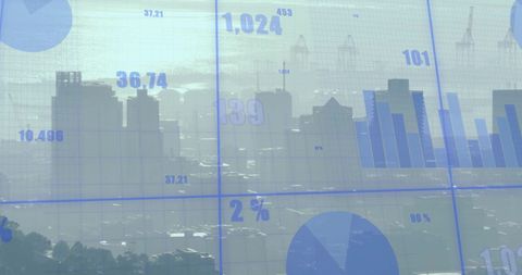 Financial Data Visualization Over Urban Horizon - Download Free Stock Images Pikwizard.com
