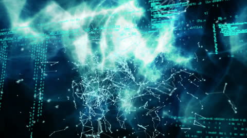 Abstract Digital Network with Data Streams Visualization