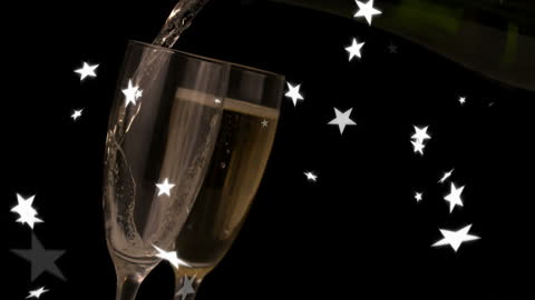 Glasses of Champagne with Falling Stars Animation