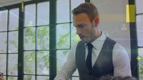 Businessman Interacting with Futuristic Data Interface