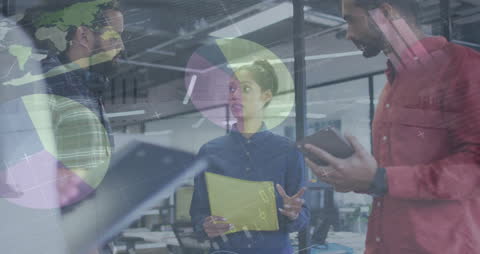 Diverse Team Collaborating in Futuristic Finance Environment