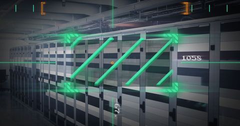 futuristic high-tech data center with server racks and digital overlay - Download Free Stock Images Pikwizard.com