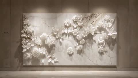 Elegant Floral Relief Art in Modern Gallery Setting