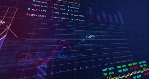 Digital Stock Market Data Visualization with Rising and Falling Prices - Download Free Stock Images Pikwizard.com