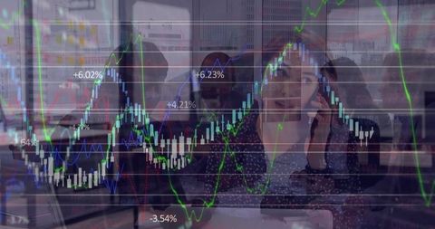 Businesswoman Discussing Financial Trends with Stock Chart Overlay - Download Free Stock Images Pikwizard.com
