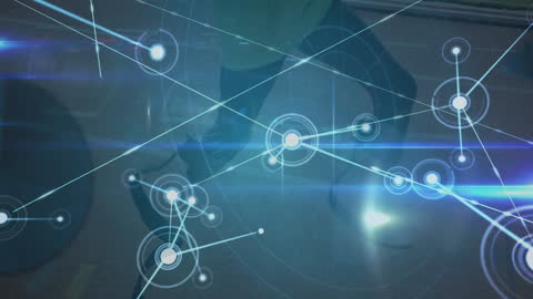 Global Communication and Athlete with Prosthetic Legs in Cyber Design