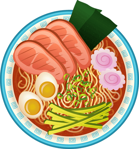 Savoring Traditional Ramen Bowl in Flat Design on Transparent Background