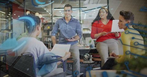 Innovative Teamwork in Modern Accessible Workspace