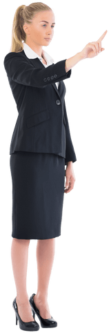 Focused Businesswoman Pointing on a Transparent Background