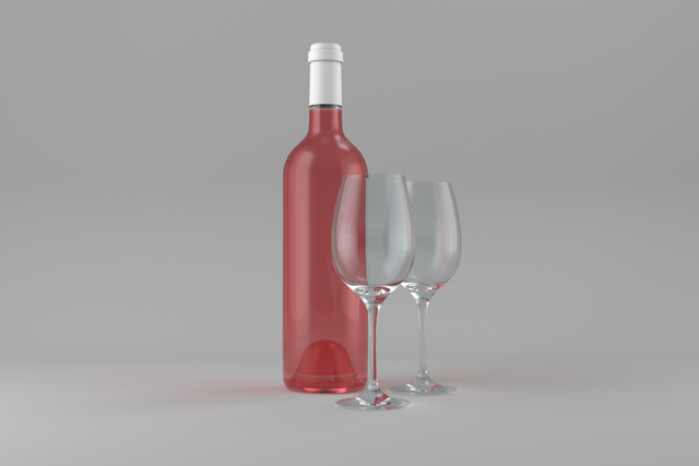 Red wine bottle transparent with two empty wine glasses - Download Free Stock Videos Pikwizard.com