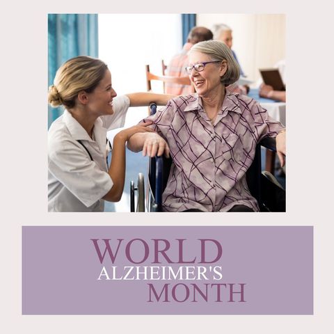 Doctor Supporting Senior Patient for Alzheimer's Awareness Campaign