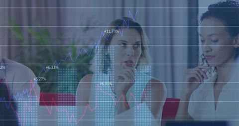 Business Analysis with Financial Data Overlay in Modern Office