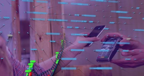 Digital payment transaction with data and graph overlay