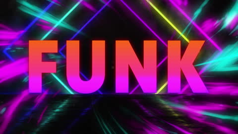 Funk Text with Vibrant Neon Lights in Retro Style