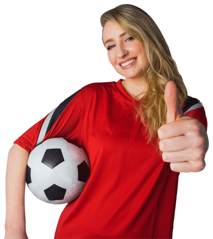 transparent happy woman holding soccer ball thumbs up - Download Free Stock Videos Pikwizard.com