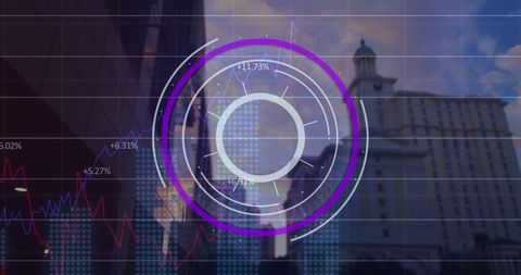 Digital Scanner Interface with Business Data Overlay on Cityscape - Download Free Stock Images Pikwizard.com