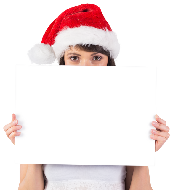 Transparent Poster Displayed by Girl Wearing Santa Hat - Download Free Stock Videos Pikwizard.com