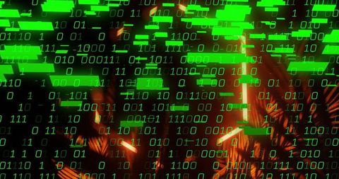 abstract digital matrix with green binary and neon elements - Download Free Stock Images Pikwizard.com