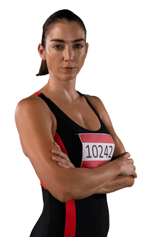 Confident Female Runner in Sportswear on Transparent Background