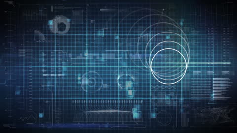 Abstract Digital Tech Circles Over Data Grid for Innovation