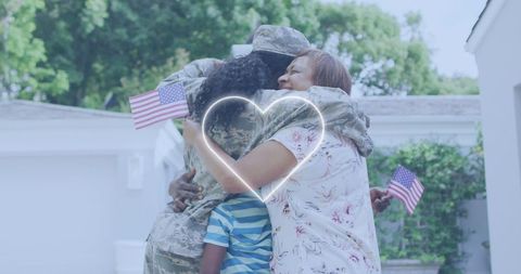 African american soldier reunites with family embracing love and patriotism