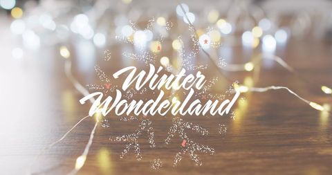 Winter Wonderland Text with Festive Fairy Lights