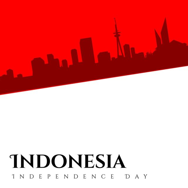 Vector image of silhouette of urban skyline with indonesia independence day text, copy space - Download Free Stock Videos Pikwizard.com