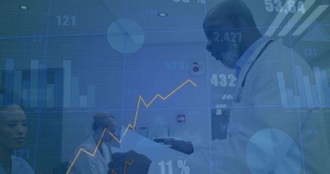 Clinician Reviewing Patient Reports with Healthcare Data Overlay and Team Collaboration