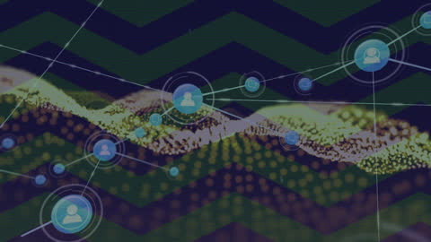 Digital Network Chips and Social Connections Visualization