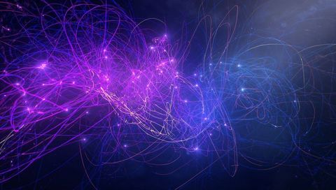 Swirling Neon Light Trails in Futuristic Digital Space