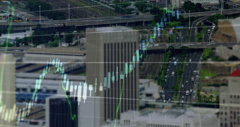 Digital Data Interfaces Over Futuristic Cityscape Concept