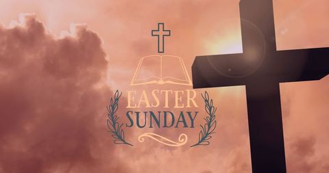 Easter Sunday Celebration with Cross Symbol and Sunset Sky - Download Free Stock Images Pikwizard.com